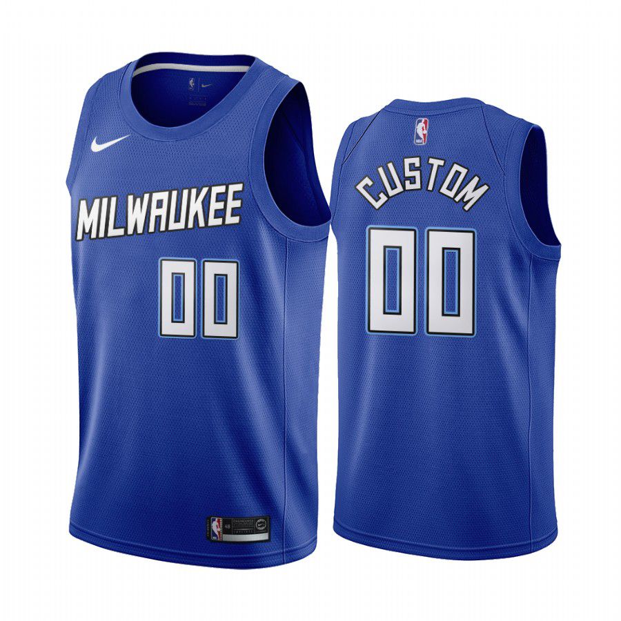 Men Milwaukee Bucks 00 custom navy city edition new uniform 2020 nba jersey